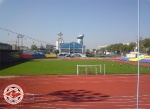 Вид из-за ворот на стадион Спартак Тамбов
