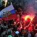 Группа фанатов сборной России ломает кресла на стадионе