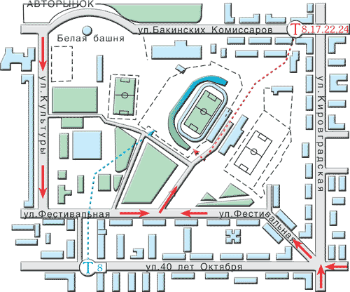 Схема проезда к стадиону Уралмаш